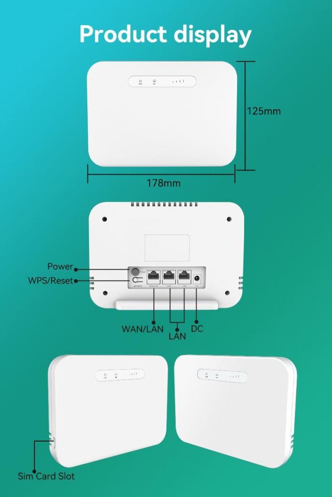 2.4G+5g 1200Mbps CPE Router WiFi 4G with SIM Card Slot Battery