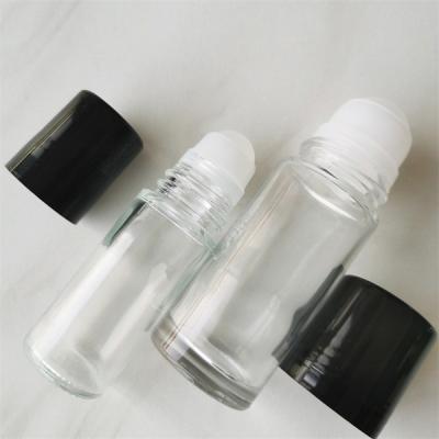 China Cylinder Shape Glass Roll On Bottle With Shinny Black Cap 15ml for sale