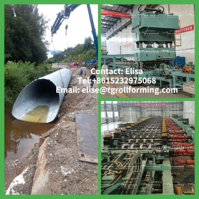 China Metal corrugated culvert pipe production line, Culvert corrugated plate machine, Drainage culvert pipe mill for sale