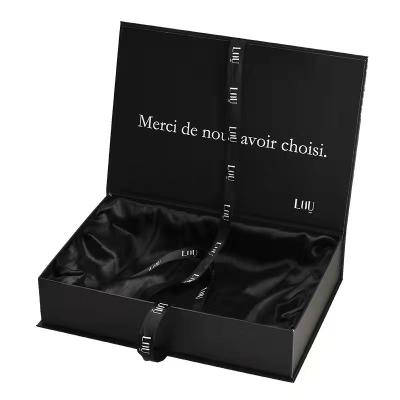 China Cosmetic Black Rigid Cardboard Box Packaging Foldable Multiscene for sale