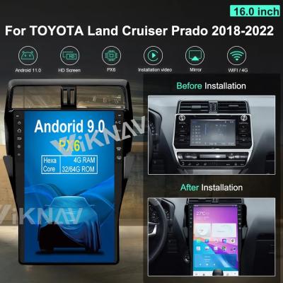 China Unidad de cabeza de pantalla táctil de 16 pulgadas Para 2018-2022 Toyota Prado 128G Navegación GPS Jugador multimedia CarPlay inalámbrico en venta