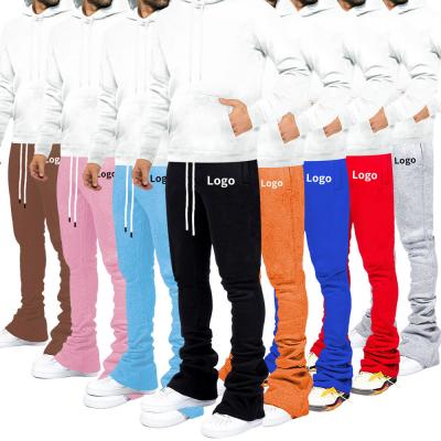 China Factory Price Street Wear Soft Cotton Stacked Flared Sweatpants Solid Color Sweat Pants For Men for sale