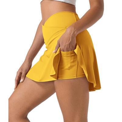 China Factory Fashion Custom High Rise Plain Sport Tennis Skirt Dress with Side Pocket for sale