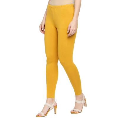 China High Quality Women Yellow Solid Cotton Ankle Length Gym Yoga Leggings Sport with OEM Logo for sale