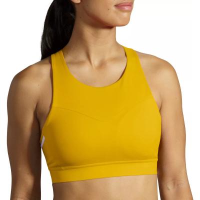 China Fashionable Design Ladies Yellow Soft Fitness Yoga Sports Bra with Small Pocket for sale