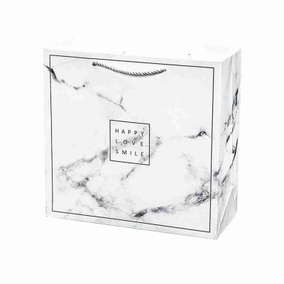 China Boutique Recycled 250gsm Marble Paper Gift Bags Boxes For Cosmetic Clothes for sale