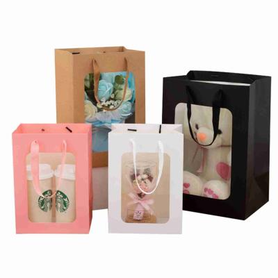 China 230gram Wedding Bouquet Gift Kraft Flower Bags With Window for sale