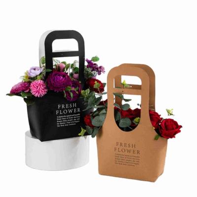 China Foldable Gift Floral Paper Bag Bouquet Basket Shape 120gsm 180gsm for sale