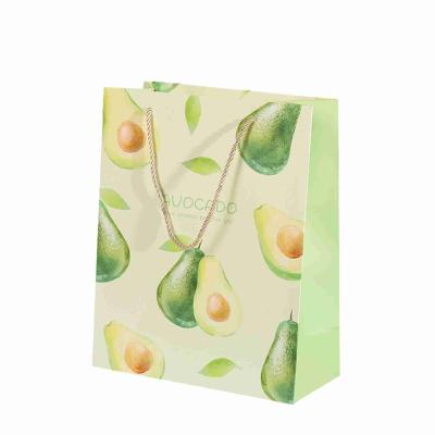 China Eco Friendly Avocado Printed Paper Gift Bags Promotional Paper Shopping Bags Bulk for sale