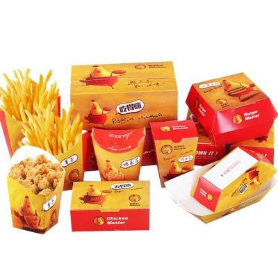 China Yason Printed Fast Food Paper Box Takeaway Food Containers For Hamburger Chips Packaging for sale