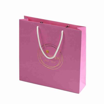 China Personalized Pink Printed Paper Gift Bags Laminated Euro Tote Shopping Bags for Retail Shopping for sale