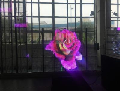 China 3500cd/ M² Transparent Glass LED Screens Display FCC IP43 12m For Jewelry Store for sale