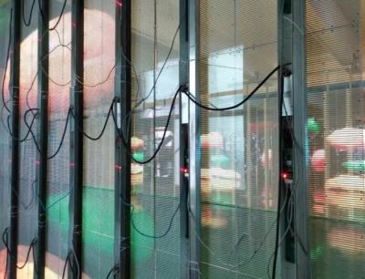 China 3500cd/ M² Transparent Glass LED Screens Display FCC IP43 12m For Jewelry Store for sale