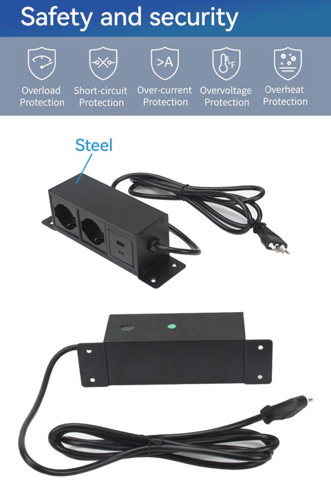 GAOST Edge Mount Power Outlet in use under desk application