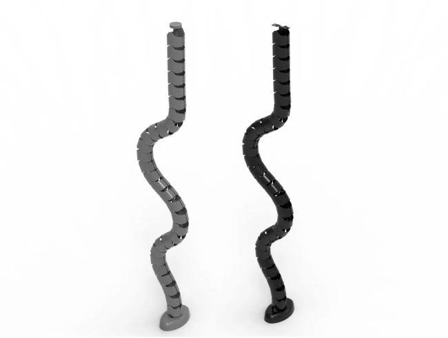 Close-up view of cable organizer segments and internal channel structure