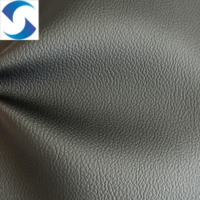 China Anti-Mildew PVC Leather Fabric with 100% Polyester Knitted Backing Synthetic Embossed Synthetic black  Leather fabric en venta