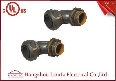 China Liquid Tight Flexible Metal Conduit Fittings 90 Degree Connector With Insulated Throat for sale