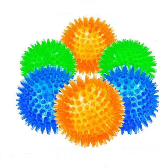 green dog ball