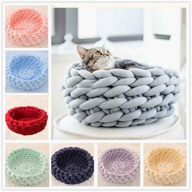 hand woven gray dog bed