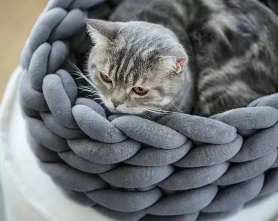 hand woven gray dog bed