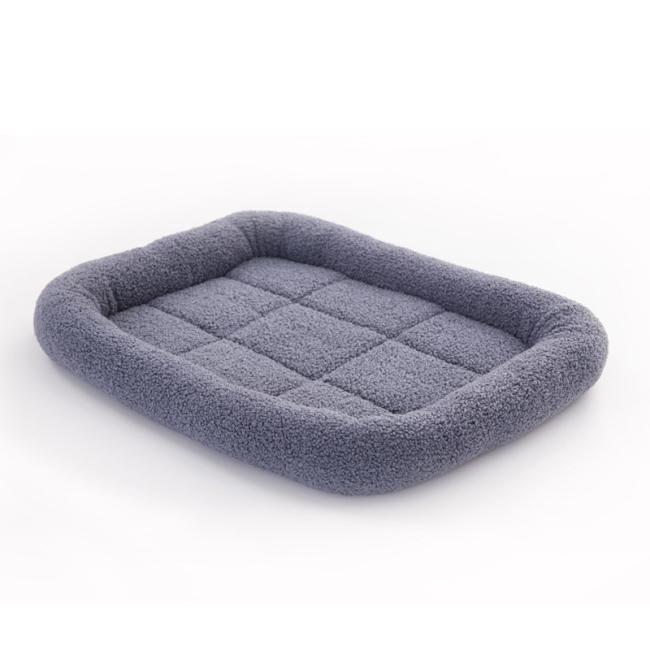 grey fluffy dog bed