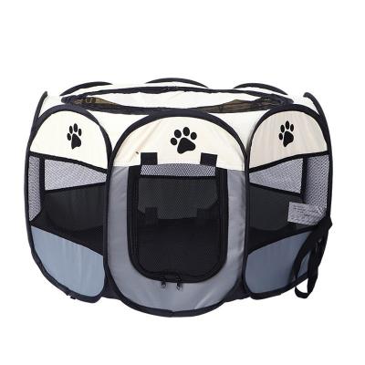 China Amazon Hot Sale Pet Fence Tent Can Store Folding Dog Bed For Camping Cat Delivery Room Folding Octagonal Dog Cage for sale