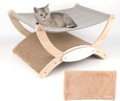 China Cat'S Nest Wooden Cat Bed Swing Cat Rocker Chair All Seasons Removable And Washable Cat'S Bed Cat'S Scratch Board for sale