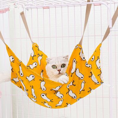 China Pet Summer Cotton Linen Cat Hammock Stand Breathable Cage Cat Swing Nest Multicolor Printing Hammock for sale