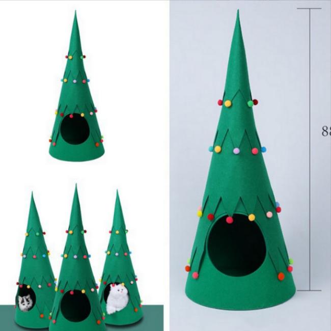 cat christmas tree bed