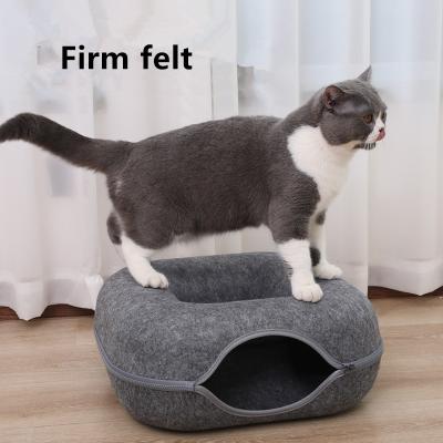 中国 感じられた猫の巣の正方形のトンネル猫の巣猫ペットおもちゃの家具猫のベッド温め器屋外猫のおりの小屋 販売のため