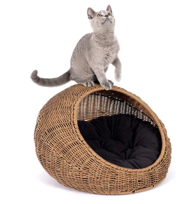 hanging cat bed wicker
