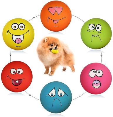 China 6pcs Smile Face Soft Latex Squeaky Dog Balls For Puppy Small Medium Pet Dogs for sale