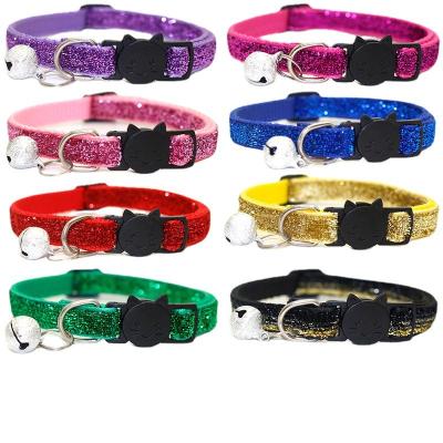 China Safety Buckle Cat Pet Training Collars Soft Velvet With Bell for sale