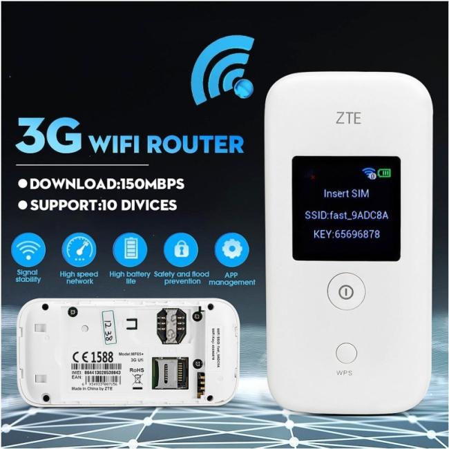 Unlocked Zte Mf65+ 3G Wireless Router 3G Pocket WiFi Wireless Router