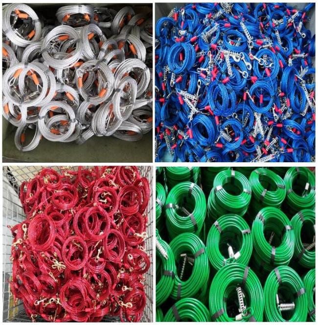 Packaged dog tie out cable product