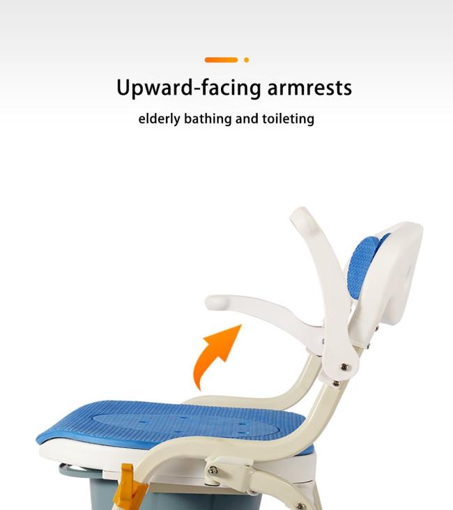 Lightweight Steel Commode Chair 3 in 1 Toilet Seat Shower Chair Height Adjustment Elderly Care Folding Rehabilitation Equipment