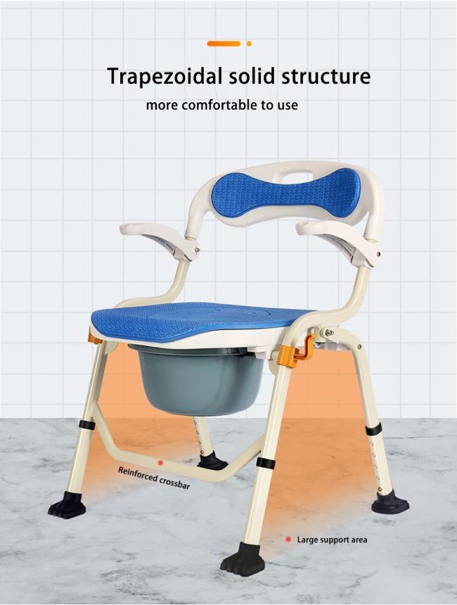 Elderly Care Steel Portable Adjustable Mobile for Elderly Bedside Drive Folding Portable Toilet Seat Commode Chair