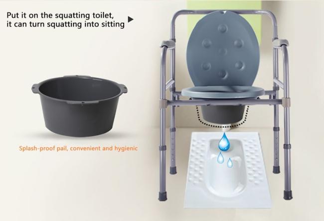 Height Adjustable Hospital Bathroom Folding Steel Toilet Chair Shower Seat