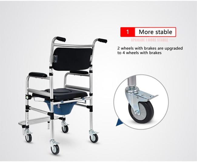 High Quality Durable Modern Comfortable Barrier Free Shower Chair Aluminum Toilet Wheelchair