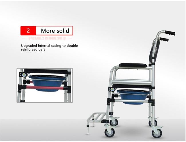 High Quality Durable Modern Comfortable Barrier Free Shower Chair Aluminum Toilet Wheelchair