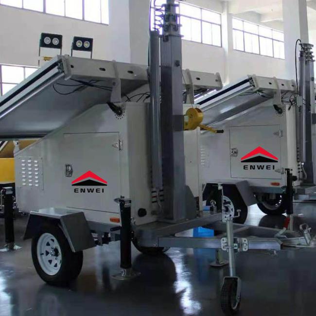 Large Solar Camera Trailer 3 Solar Panels Security Trailer With Built-in Cable Mast For Industrial Park Monitoring