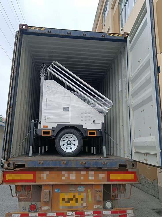 Large Solar Camera Trailer 3 Solar Panels Security Trailer With Built-in Cable Mast For Industrial Park Monitoring