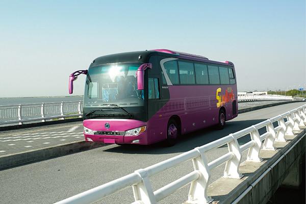Exterior view of Rose 24-52 seater coach tour bus showing front design and headlights