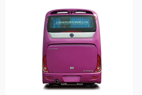 Side profile view of the tourist coach displaying full body length and windows