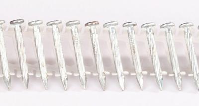 China Flat Head Plastic Collated Coil Nails , SUS316 Twist Shank Nail 3.33 X 90MM for sale
