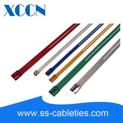 China Customized Color Stainless Steel Ladder Cable Ties Fully Epoxy Coated for sale