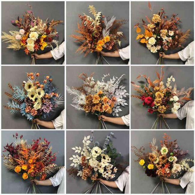 Bouquet De Fleurs Artificielles Material Artificial Flowers for Home Wedding Decoration Bouquet