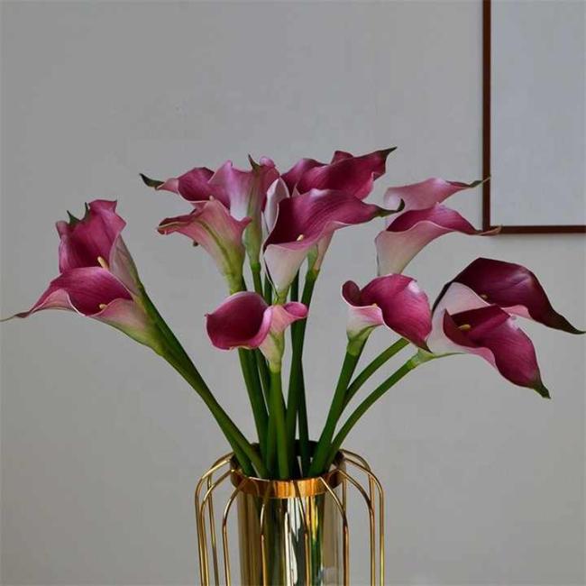 High Quality Real Touch EVA Artificial Flowers White Calla Lily for Table Center Piece Wedding Party Home Decoration