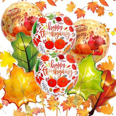 China Autumn Harvest Fall Maple Leaves Balloons Turkey Thanksgiving Party Balloon Decorations for sale