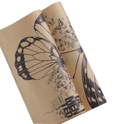 China Butterfly Series Flower Wrapping Paper 80g Kraft Paper With Logo for sale